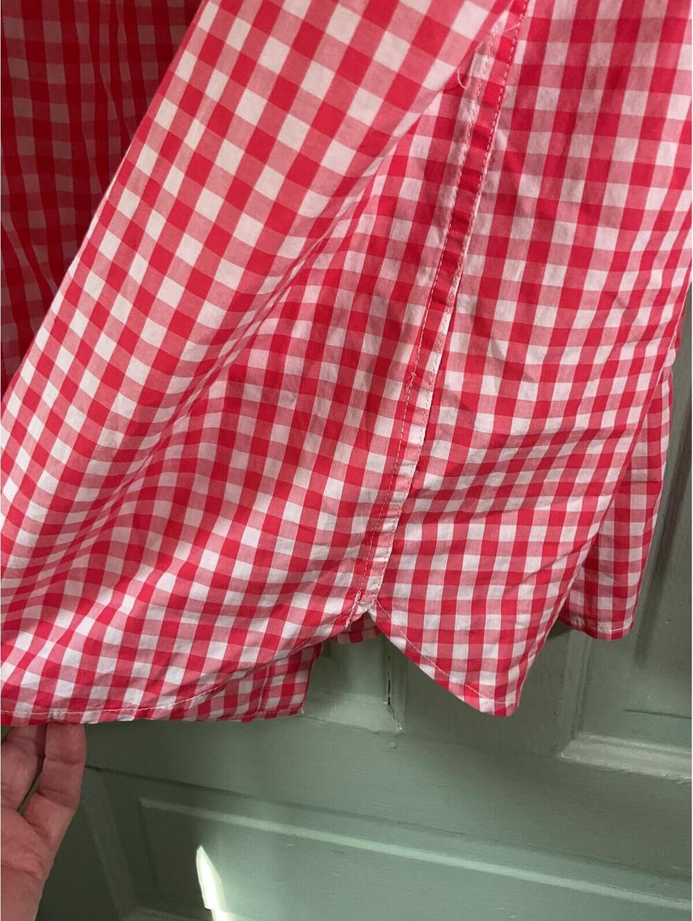 Talbots Rose Red and White Gingham Button-Up Shirt/ Adjustable Sleeves 2X - Picture 7 of 10
